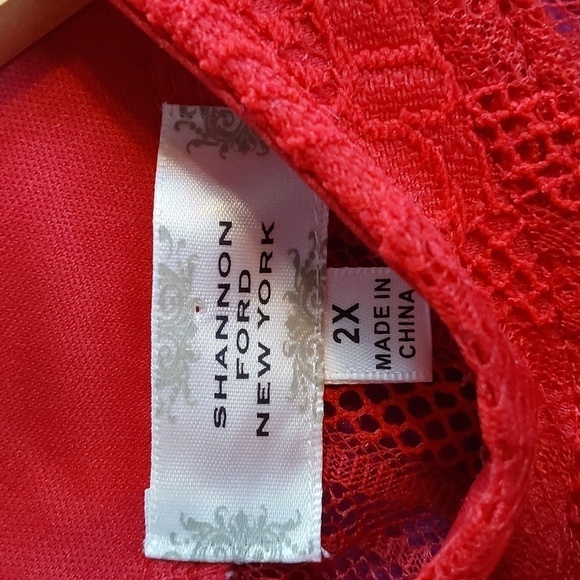 Shannon Ford New York Red Lace Elegant Dress Top Holidays  Sz.2X - Picture 9 of 11
